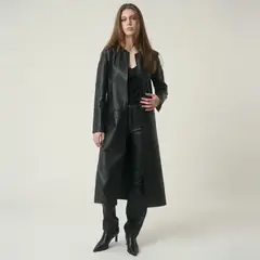 HER - Chaqueta Larga 100% Cuero Mujer