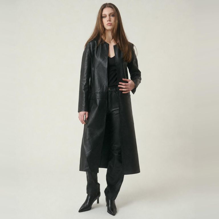 Chaqueta Larga 100% Cuero Mujer