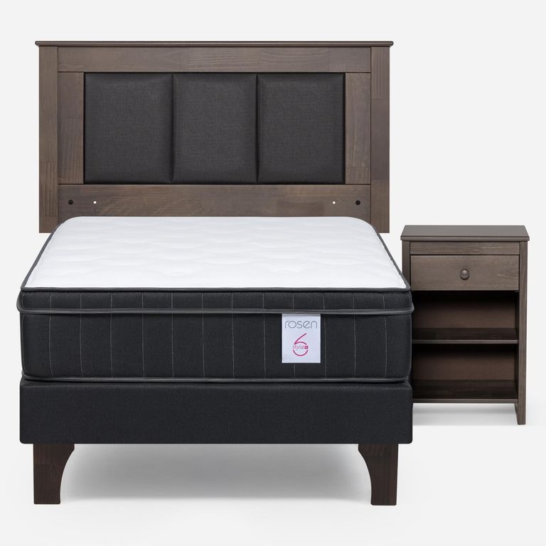 Cama Europea New Style 6 Plus 1 Plaza X 2.00 CM + Respaldo + 1 Velador