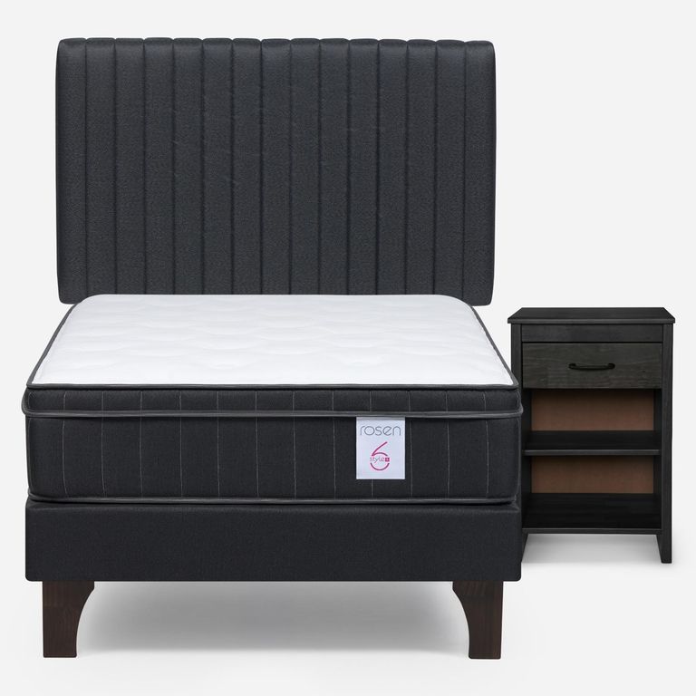 Cama Europea New Style 6 Plus 1,5 Plazas X 2.00 CM + Respaldo + 1 Velador