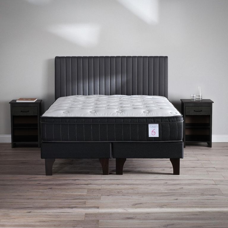 Cama Europea New Style 6 Plus 2 Plazas X 2.00 CM Base Dividida + Respaldo + 2 Veladores