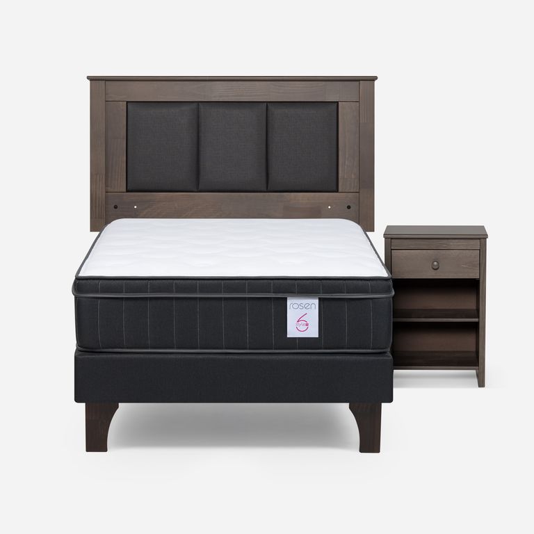 Cama Europea New Style 6 Plus 1,5 Plazas X 2.00 CM + Respaldo + 1 Velador