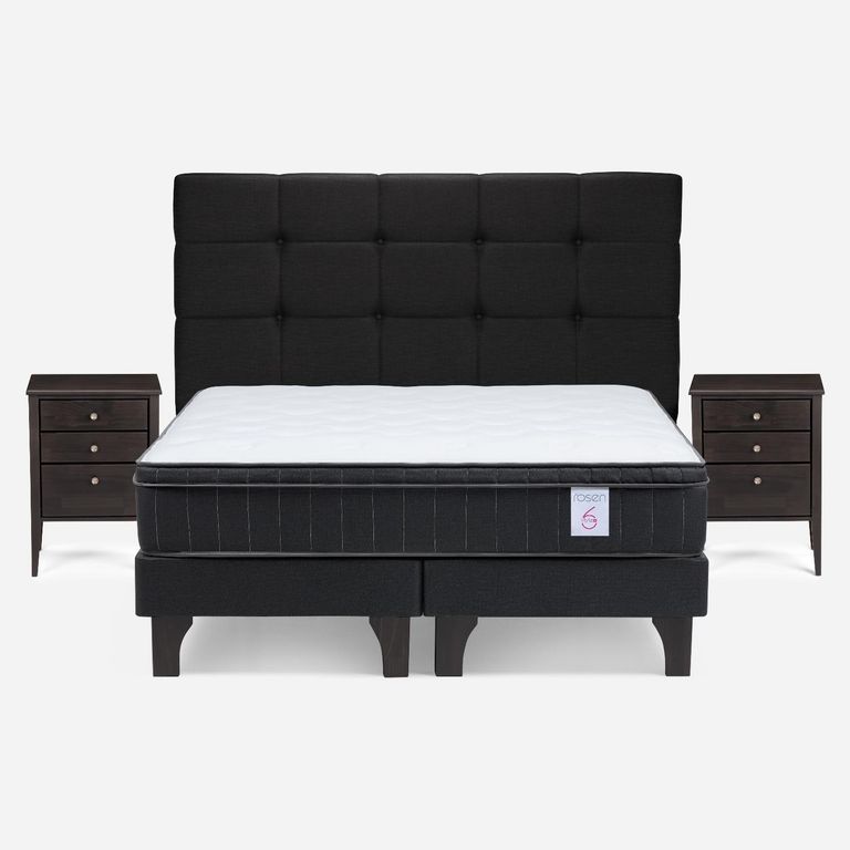 Cama Europea New Style 6 Plus 2 Plazas X 2.00 CM Base Dividida + Respaldo + 2 Veladores