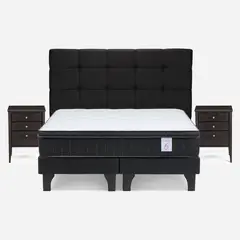 ROSEN - Cama Europea New Style 6 Plus 2 Plazas X 2.00 CM Base Dividida + Respaldo + 2 Veladores