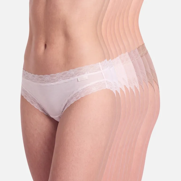 Pack 10 Calzones Bikini Algodón Encaje Mujer
