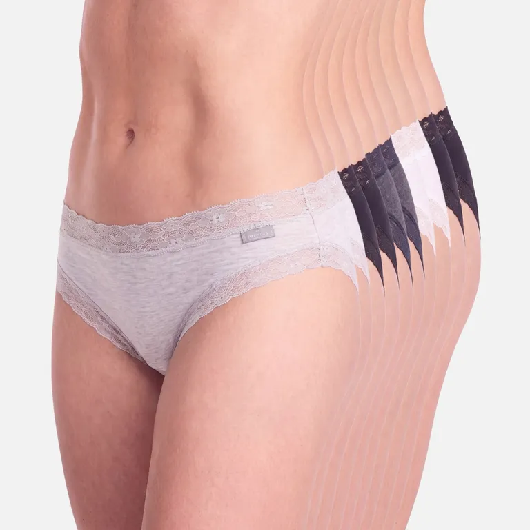 Pack 10 Calzones Bikini Algodón Encaje Mujer