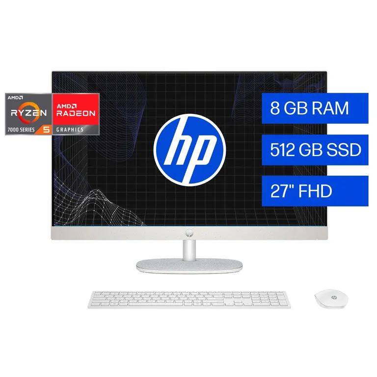 Computador Todo en Uno 27-cr0250la AMD Ryzen 5 8 GB 512 GB SSD 27" FHD