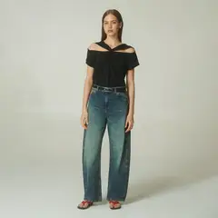 LALALOU - Jeans Balloon Tiro Medio Mujer