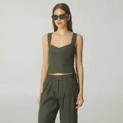 LALALOU - Blusa Susan Strapless 100% Lino Mujer