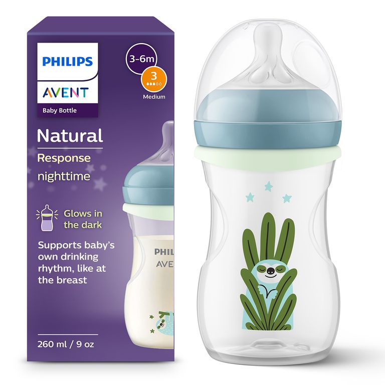 Mamadera Natural Avent Brillo Nocturno 260ml SCY903/81 Transparente