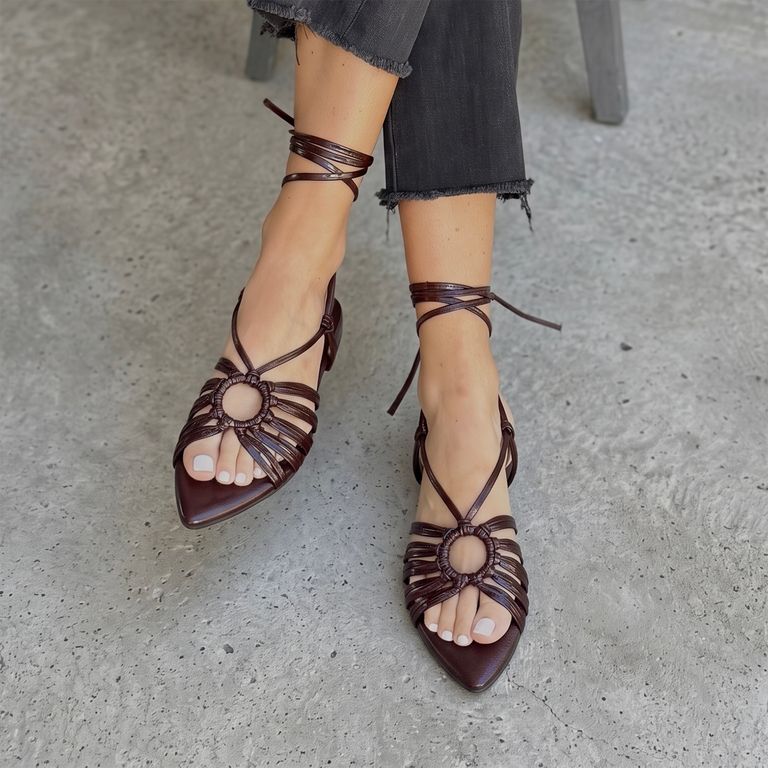 Sandalia Cocoa Mujer Cuero Burdeo