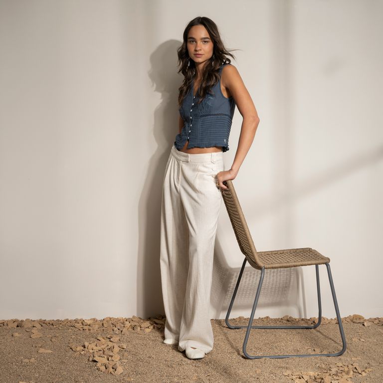 Pantalón Straight Tiro Medio Mujer