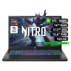 ACER - Notebook Gamer Nitro V15 ANV15-A31-R8WU-1 Ryzen 7 RTX 5060 16GB RAM 512GB SSD 15.6" FHD 165Hz