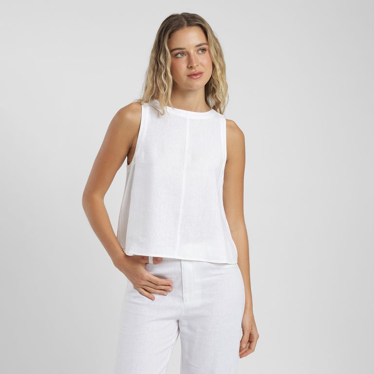 Blusa Caulle con Lino Mujer