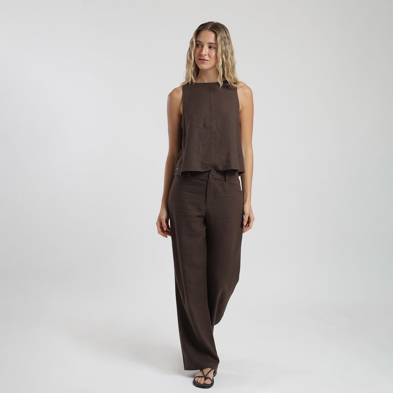 Blusa Caulle con Lino Mujer