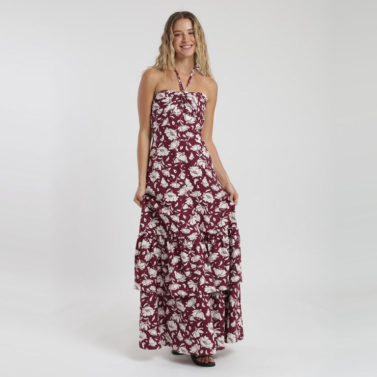 Vestido Largo Vuelos con Lino Mujer