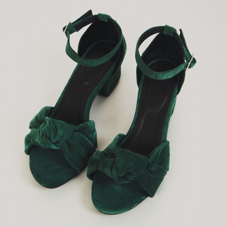 Sandalia Mujer Cuero Verde