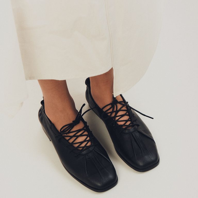 Balerina Mujer Cuero Negro