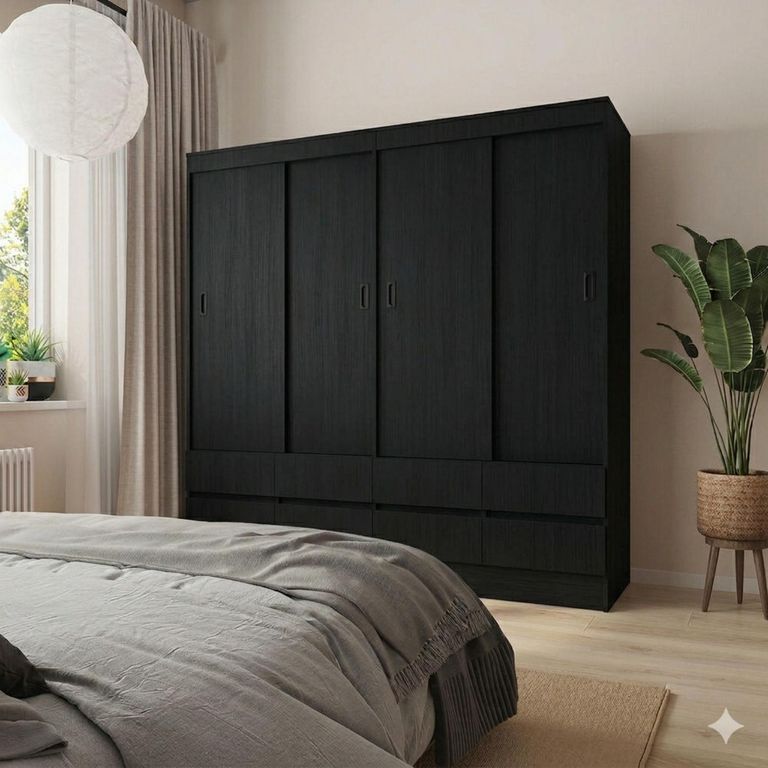 Closet Maule 4 Puertas 8 Cajones Blac