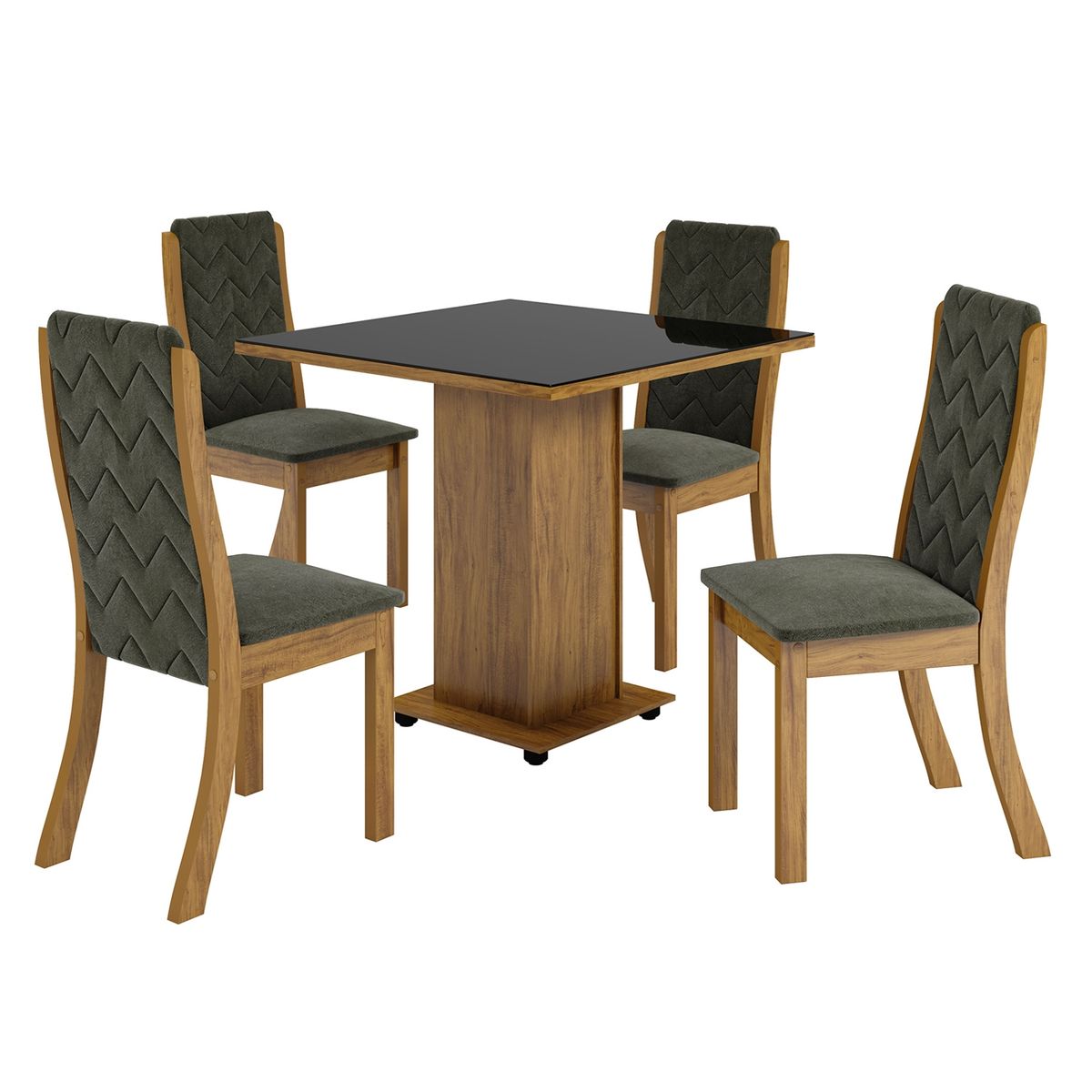 EXIT - Juego de Comedor Cub Vidrio Cali Madera 4 Sillas Exit