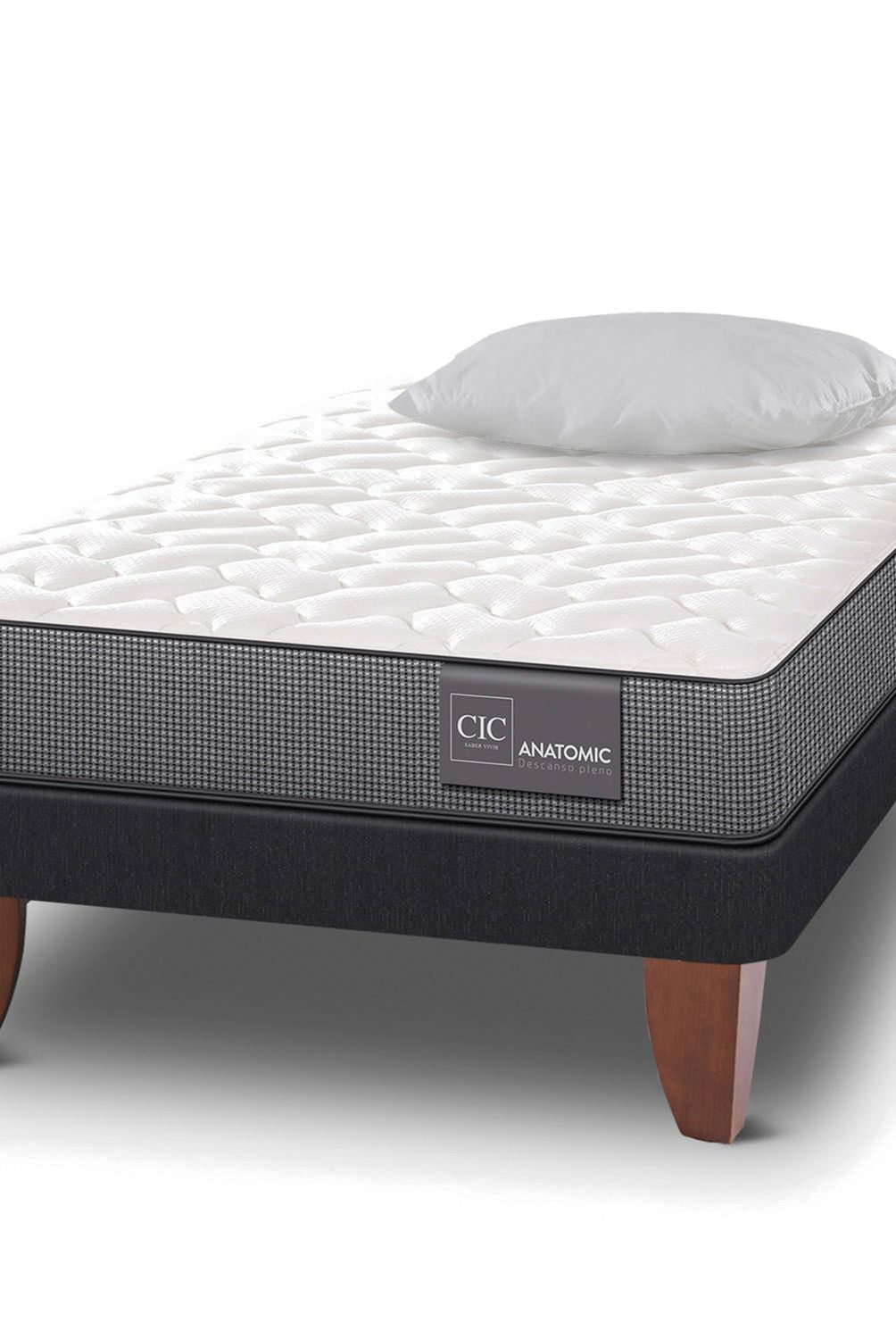 CIC - Cama Europea Anatomic 1.5 Plaza Base Normal 105X200 Cm + Almohada Cic