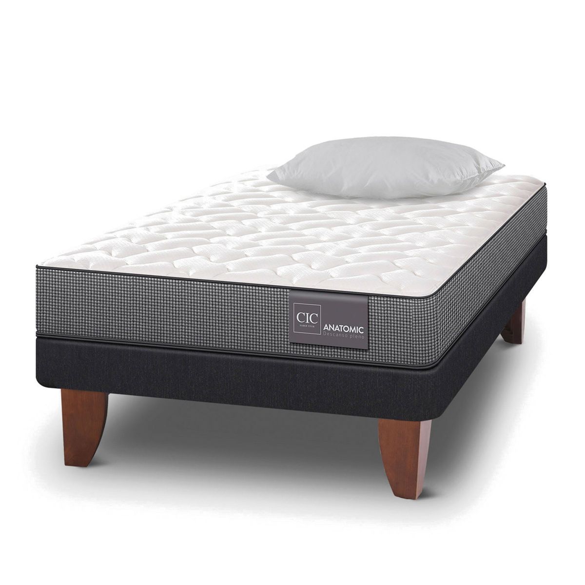 CIC - Cama Europea Anatomic 1.5 Plaza Base Normal 105X200 Cm + Almohada Cic