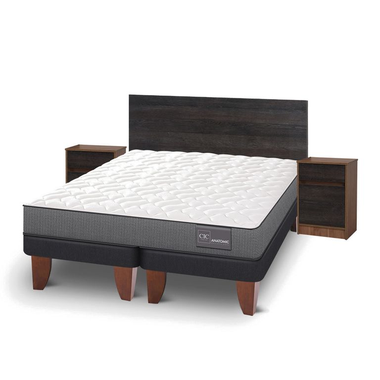 CIC Cama Europea Anatomic King Respaldo + 2 veladores