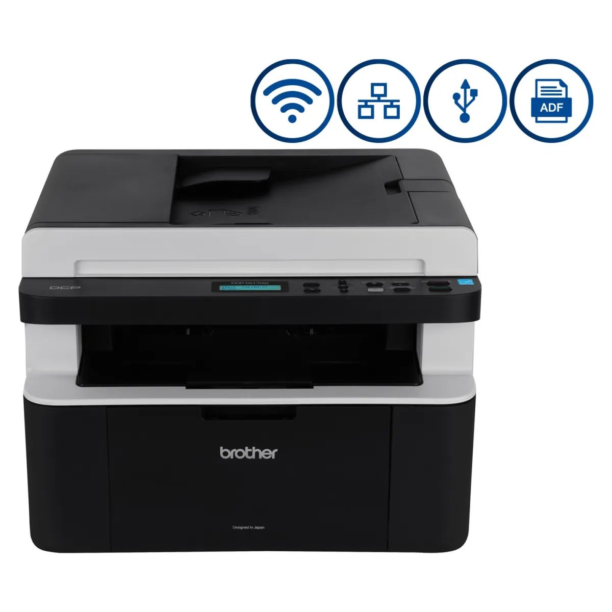 BROTHER - Impresora Multifuncional Láser Brother DCP1617NW Monomocromática WiFi ADF Ethernet