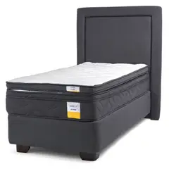 DRIMKIP - Cama Americana Eurotop 1 Plaza Plus 90x200 cm + Topper + Respaldo