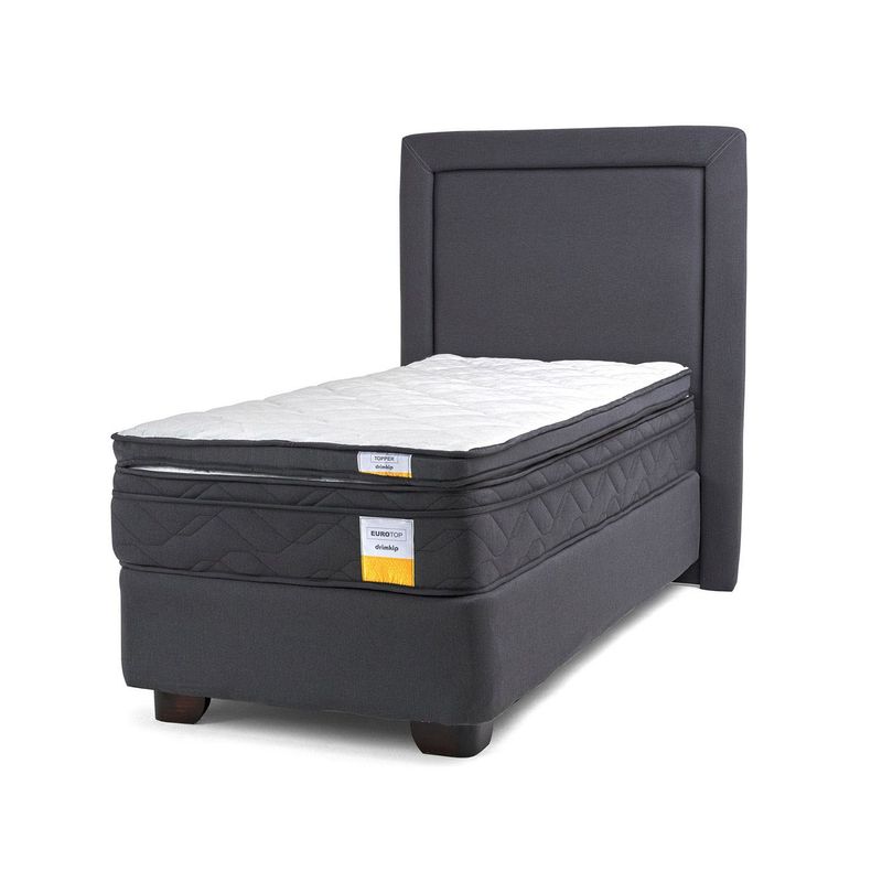 DRIMKIP - Cama Americana Eurotop 1.5 Plaza 105X190 Cm  + Topper + Respaldo  Drimkip