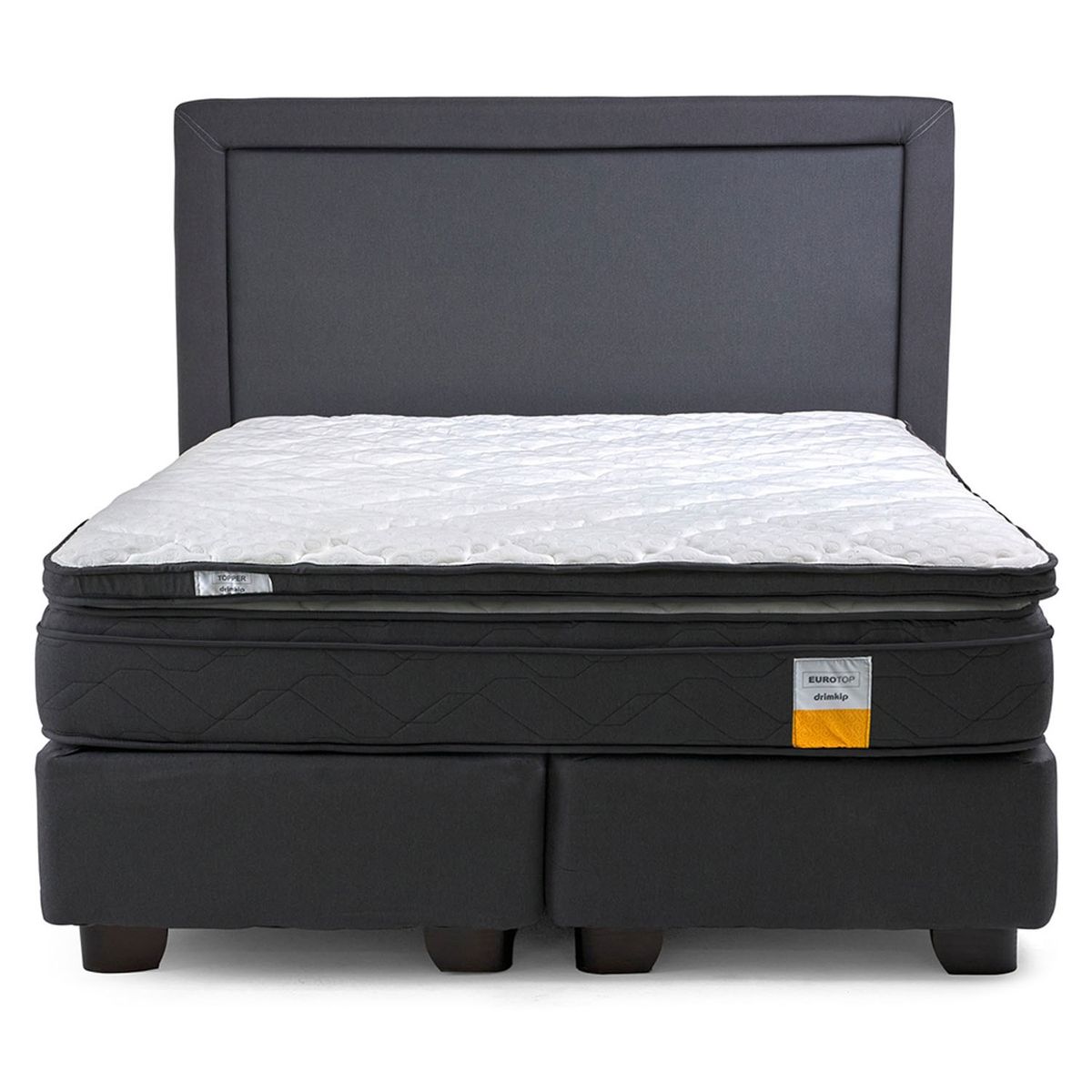 DRIMKIP - Cama Americana Eurotop 2 Plazas 150X190 Cm  + Topper + Respaldo  Drimkip