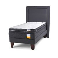 Cama Europea Eurotop 1.5 Plaza Plus 105X200 Cm + Topper + Respaldo