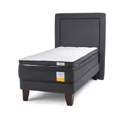 DRIMKIP - Cama Europea Eurotop 1.5 Plaza Plus 105X200 Cm + Topper + Respaldo