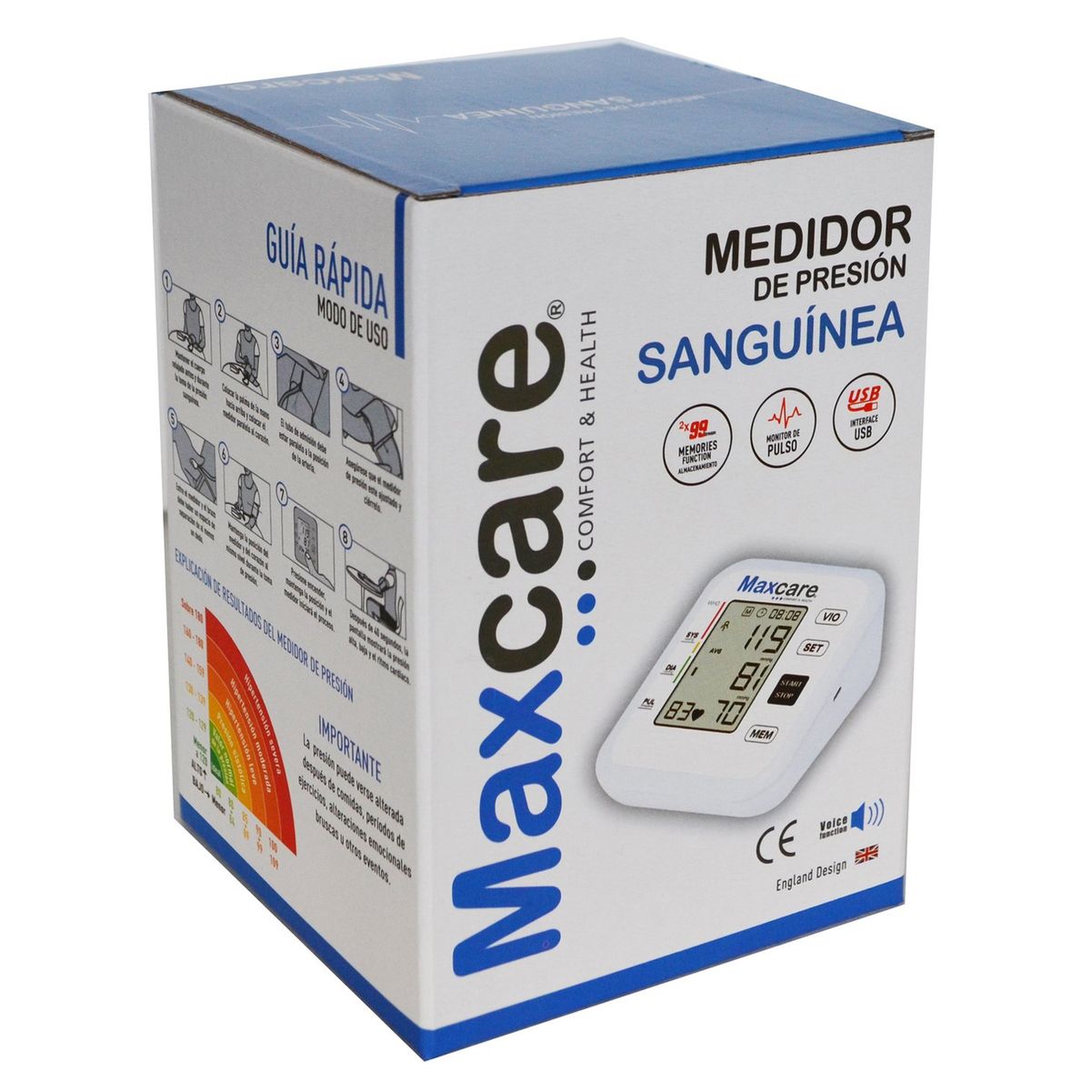 MAXCARE - MEDIDOR DIGITAL DE PRESIÓN PARA BRAZO MAXCARE