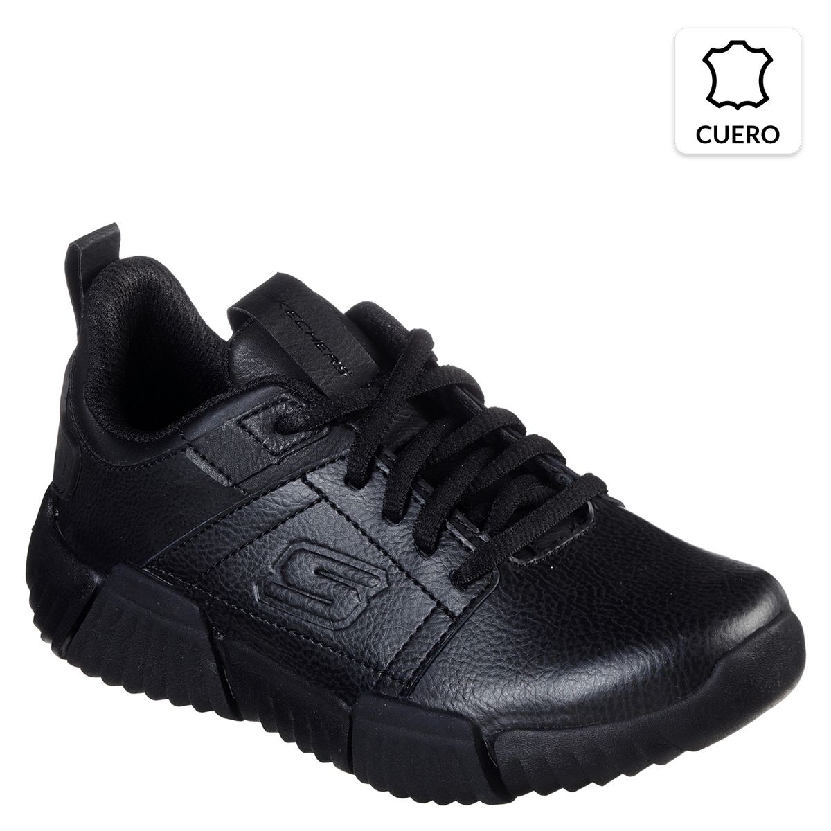 SKECHERS - Zapatilla Deportiva Niño Cuero Negra