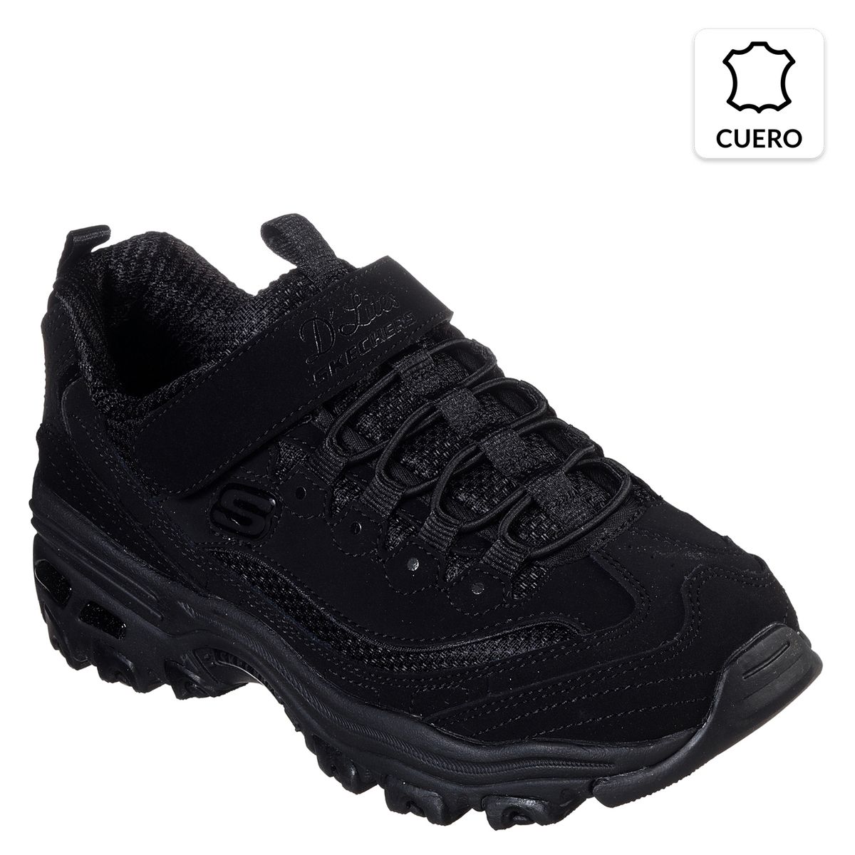 SKECHERS - Calzado Escolar Niña Cuero Negro