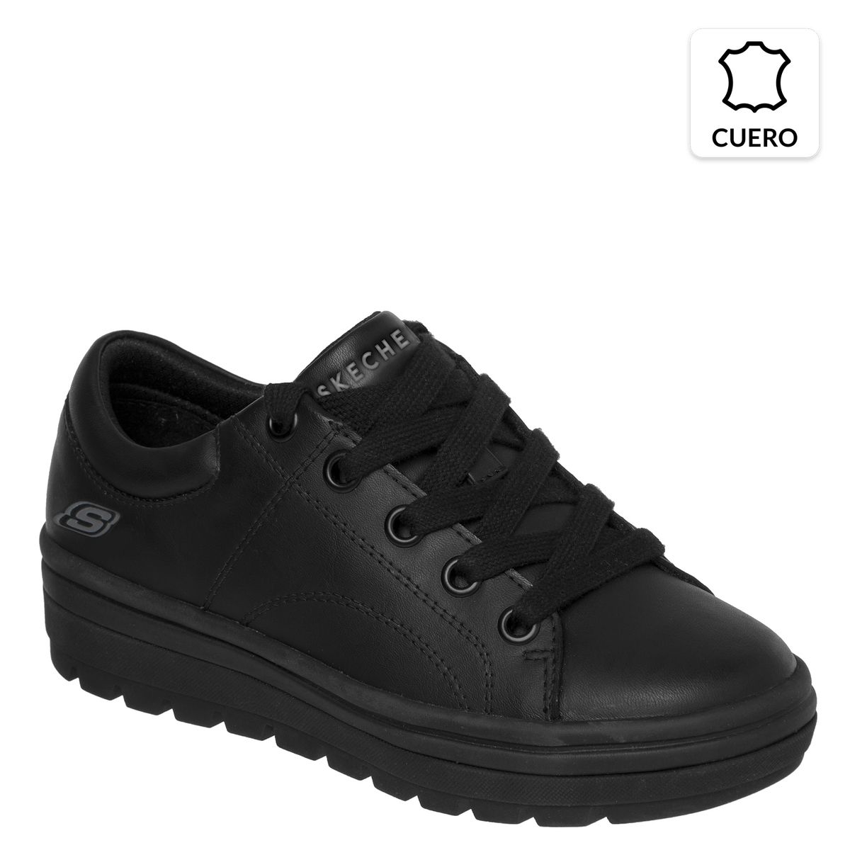 SKECHERS - Zapatilla Urbana Niña Cuero Negra