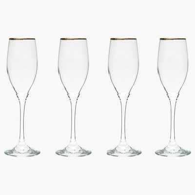 Imagen 2 del producto Set Copas Champagne Vidrio Borde Dorado