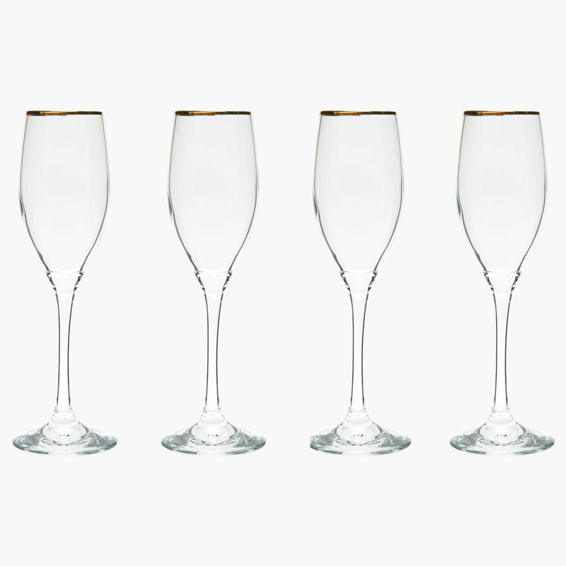 ROBERTA ALLEN - Set Copas Champagne Roberta Allen Vidrio Borde Dorado