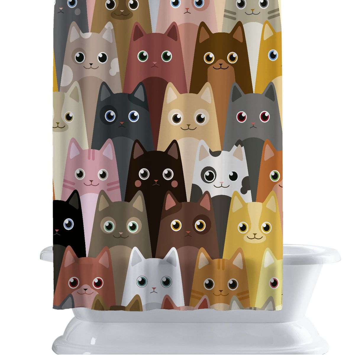 RETELA - Cortina de Baño Ilustración Gatitos.