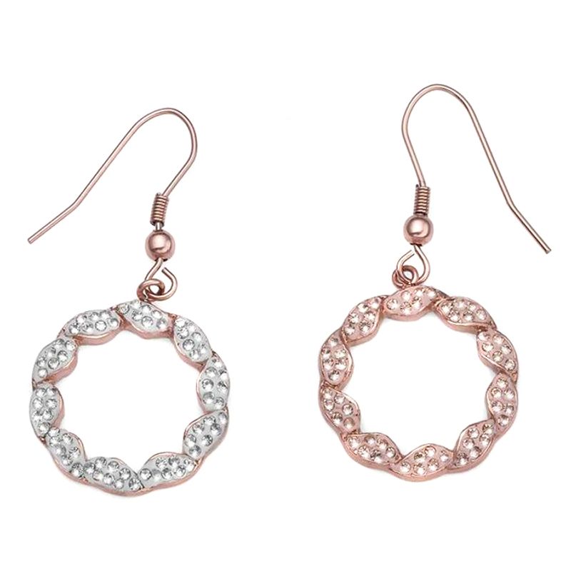 OLIVER WEBER - Pendientes Pleach Steel oro rosa cristal