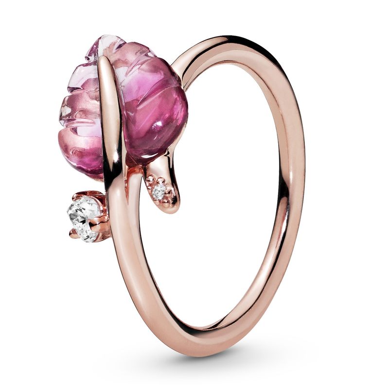 PANDORA - Anillo Rose Hoja Murano Rosa