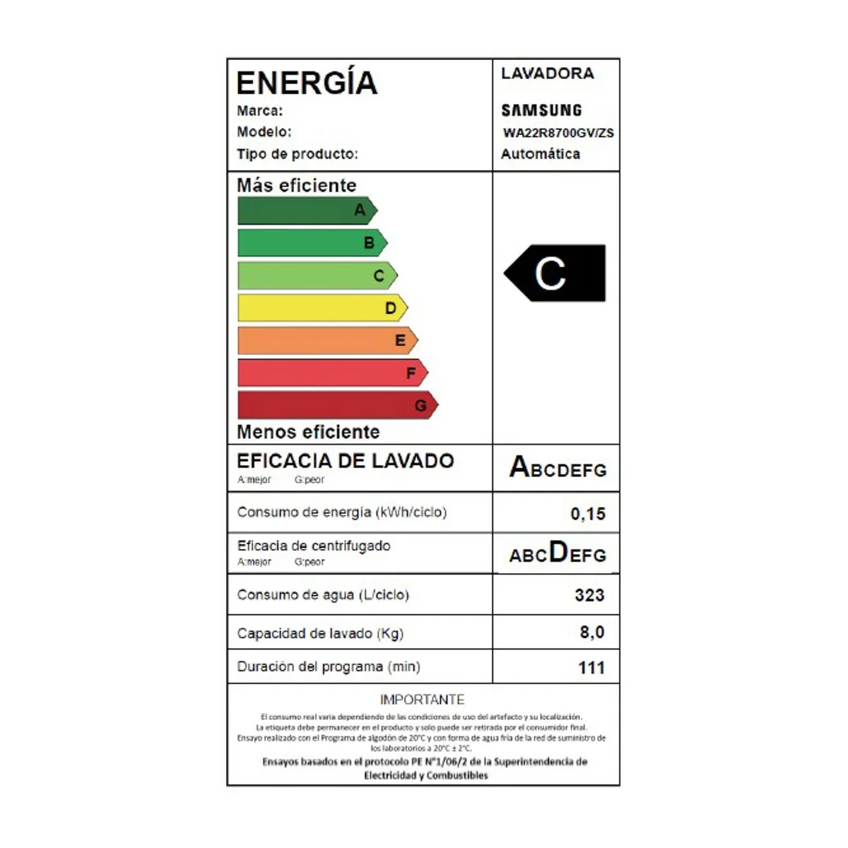 SAMSUNG - Lavadora Samsung Automática 22 kg WA22R8700GV/ZS