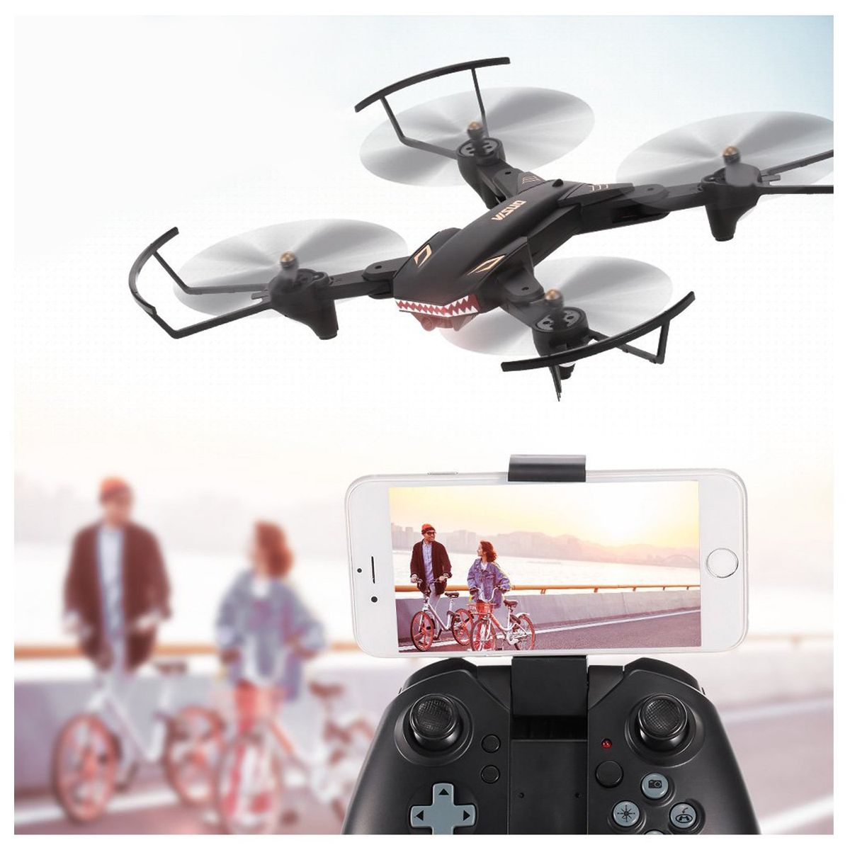 VISUO - Drone Visuo XS809S Cámara 2MP WiFi Gran Angular