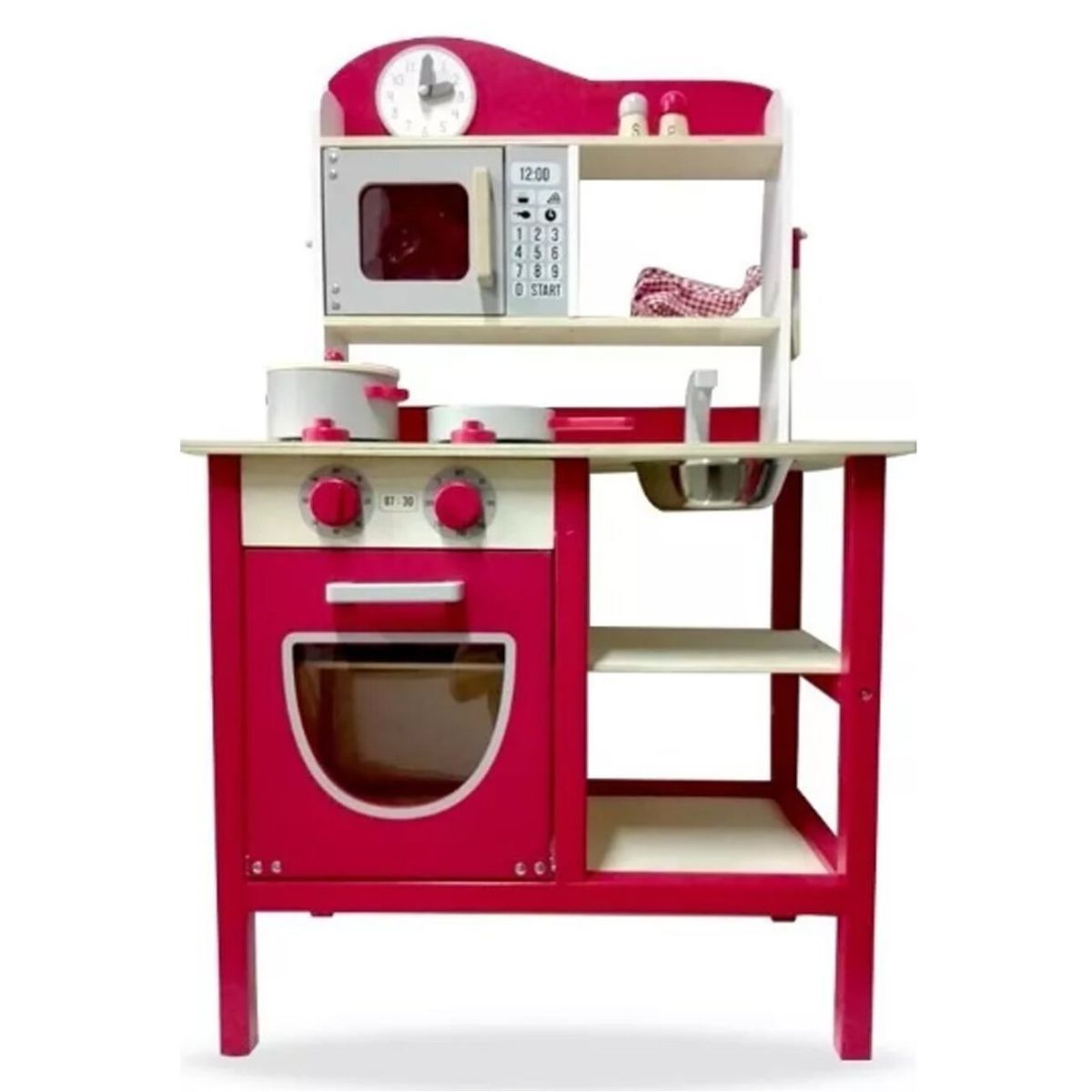 TODODESCUENTO - Cocina Madera Rojo Juguete Didactico