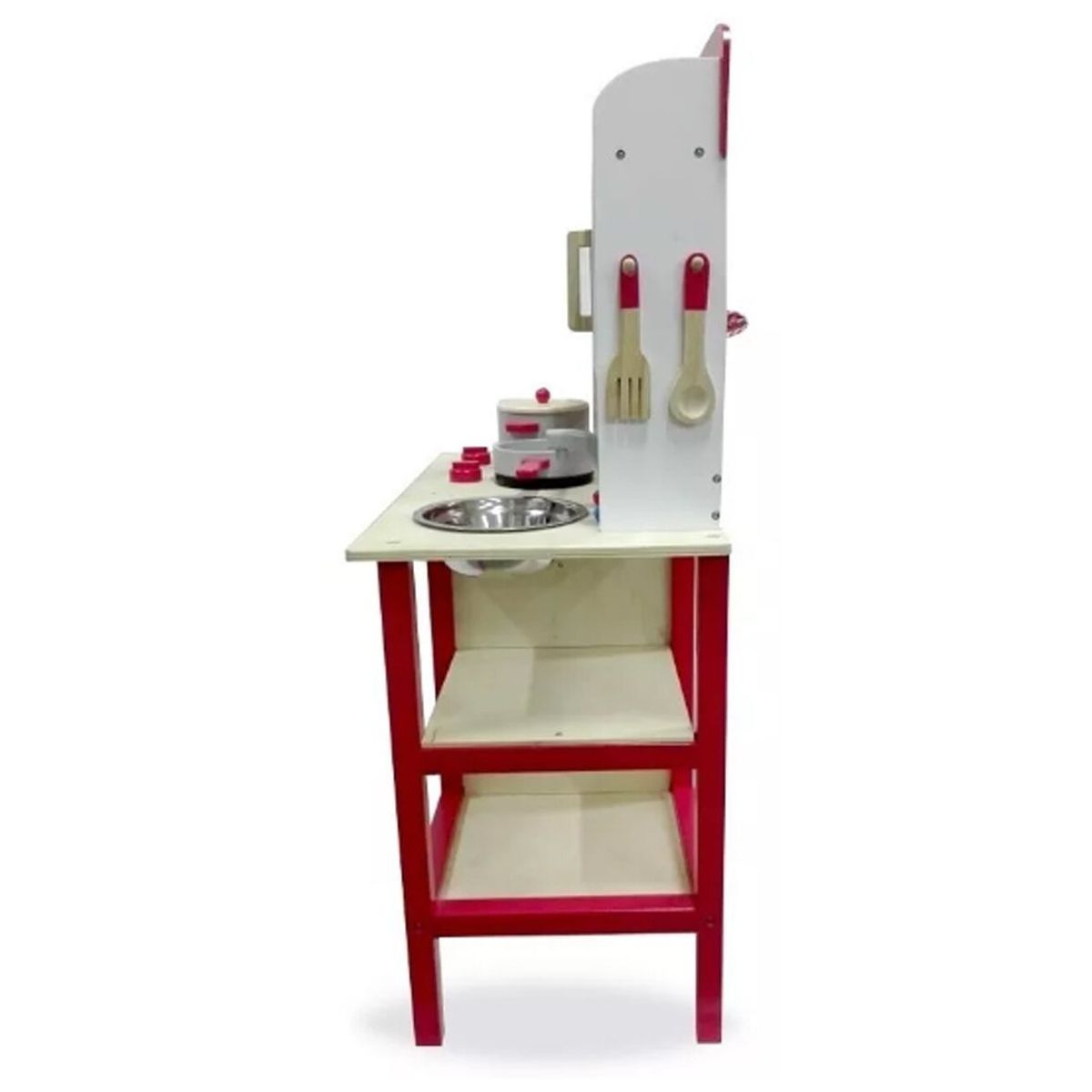 TODODESCUENTO - Cocina Madera Rojo Juguete Didactico