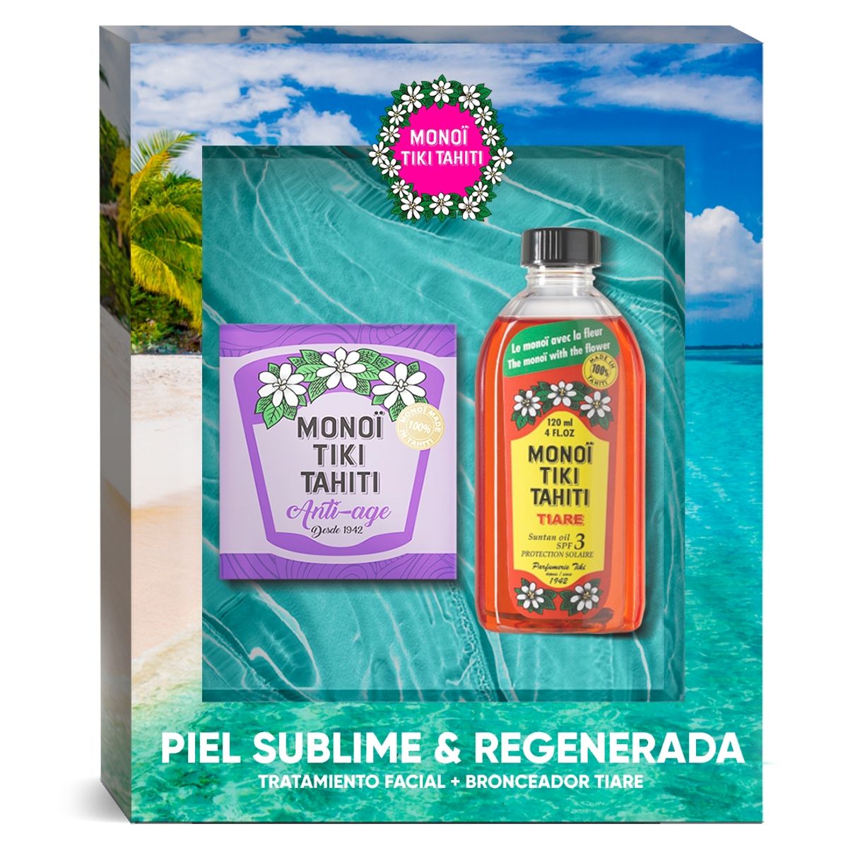 MONOI TIKI TAHITI - KIT MONOI ANTI AGE MAS BRONCEADOR TIARE