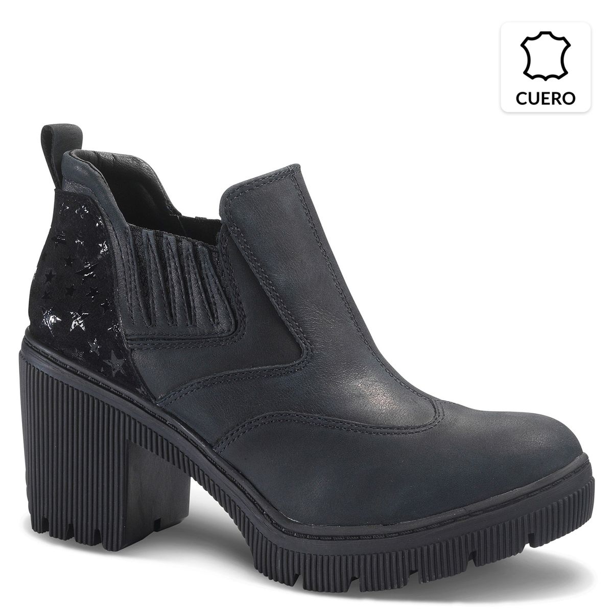 CAT - Botín Mujer Cuero Negro Cat