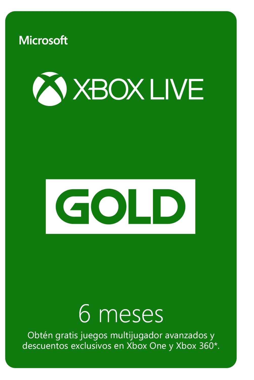 MICROSOFT - Xbox Live Gold 6 Meses