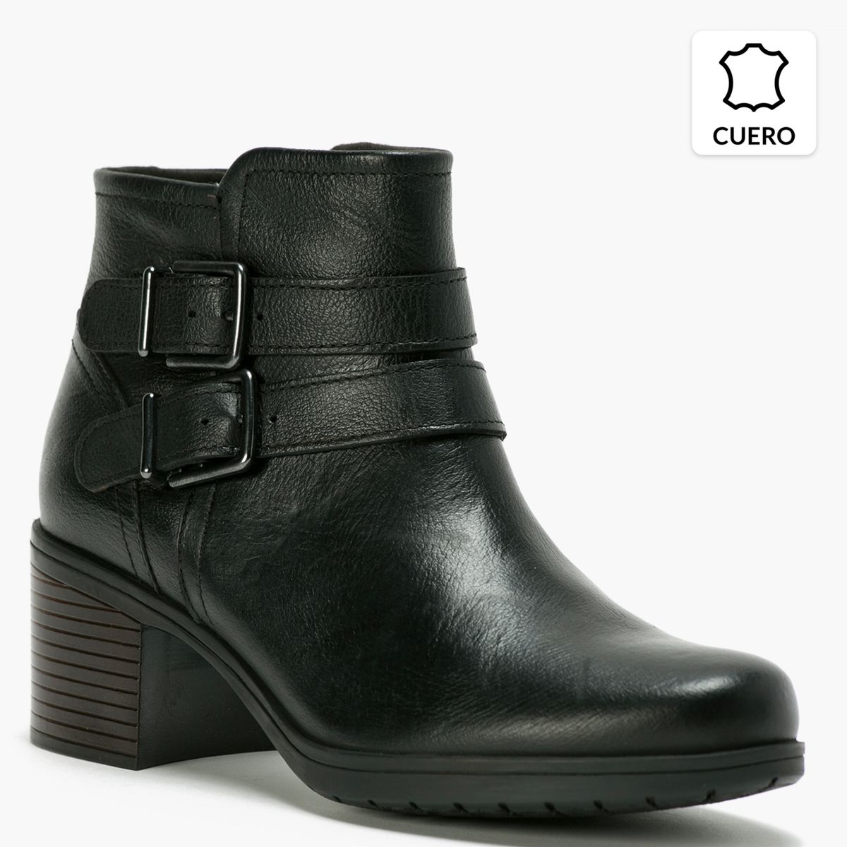 CLARKS - Botin de Cuero Mujer Negro